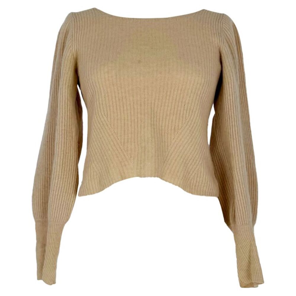 Reformation Knitted Backless Sweater in Beige Cashmere